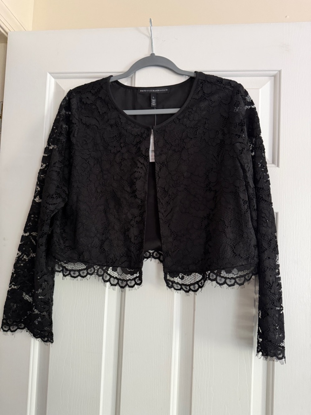 White House Black Market Black Lace Cropped Jacket